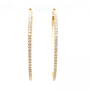 18kt Yellow Gold Large Diamond Hoop Earrings