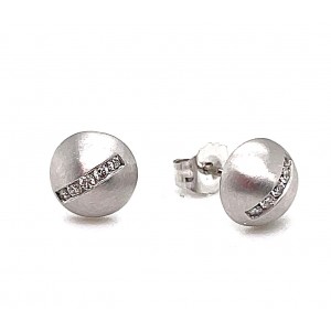 Estate 18kt White Gold Round Button Earrings