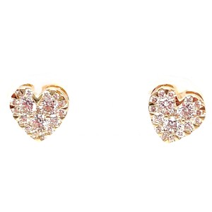 Facet Barcelona 14kt Yellow Gold Diamond Heart Cluster Earrings