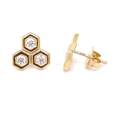 Gumuchian 18kt Yellow Gold Diamond "Honeycomb" Stud Earrings