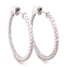 14kt White Gold 1.40-carat Diamond Hoop Earrings