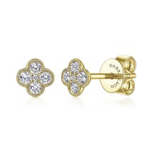 Gabriel & Co. 14kt Yellow Gold Diamond Clover Earrings