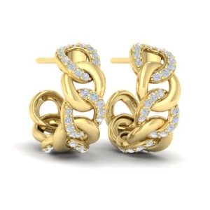 Vlora 14kt Yellow Gold Alternating Diamond Link Hoop Earrings