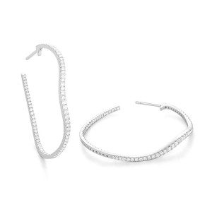 Facet Barcelona 14kt White Gold Edge Line Diamond Hoop Earrings