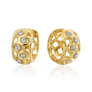 18kt Yellow Gold Gumuchian "B" Collection Diamond Hoop Earrings