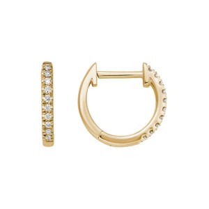 14kt Yellow Gold Small Diamond Hoop Earrings