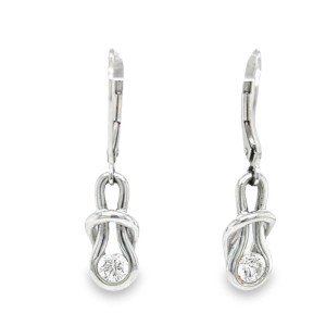 Estate 14kt White Gold Everlon Diamond Dangle Earrings