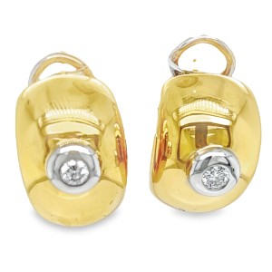 Estate 18kt Yellow Gold Tapered Dome Diamond Earrings