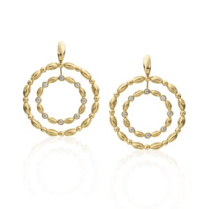 Gumuchain 18kt Yellow Gold "Nutmeg" Double Circle Dangle Earrings