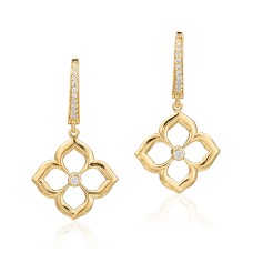 Gumuchain 18kt Yellow Gold "Lotus Fleur" Dangle Diamond Earrings