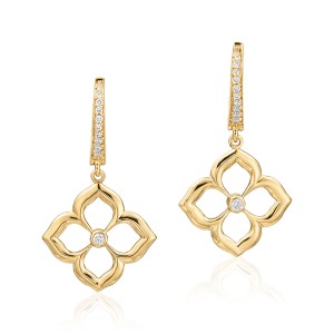 Gumuchain 18kt Yellow Gold "Lotus Fleur" Dangle Diamond Earrings