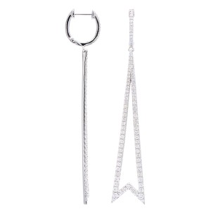 18kt White Gold Elongated Drop Diamond Earrings