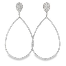 Estate 14kt White Gold Open Pear Shaped Diamond Drop Earrings