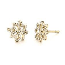 Facet Barcelona 14kt Yellow Gold Diamond Flower Earrings