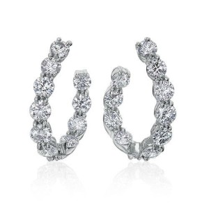Gumuchian 18kt White Gold "New Moon" Diamond Hoop Earrings