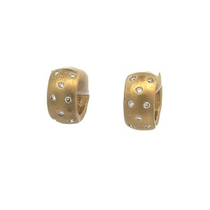 Estate 14kt Yellow Gold Diamond Huggie Hoop Earrings