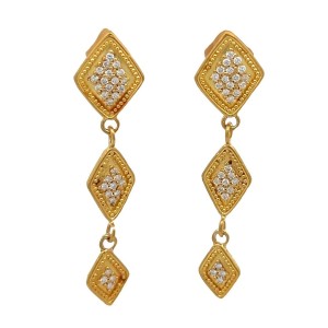 Estate 18kt Yellow Gold Diamond Drop Earrings