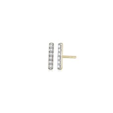 Charles Garnier Luxe 14kt Yellow Gold Diamond Bar Earrings