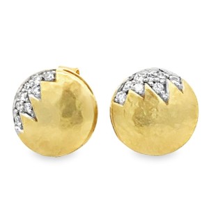 Estate 18kt Yellow Gold Diamond Button Earrings
