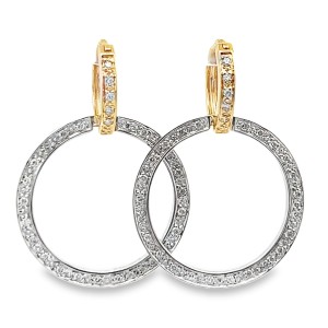 Estate 14kt Yellow Gold Two-tone Diamond Drop Earrings