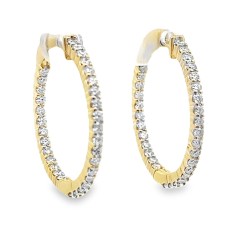 14kt Yellow Gold Medium Diamond Hoop Earrings