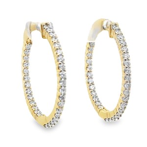 14kt Yellow Gold Medium Diamond Hoop Earrings