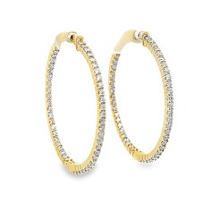 14kt Yellow Gold 1.38-carat Diamond Hoop Earrings