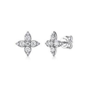 Gabriel & Co. 14kt White Gold And Diamond "Lusso" Flower Earrings