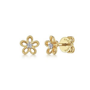 Gabriel & Co. 14kt Yellow Gold And Diamond Petite Flower Earrings