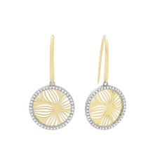 Facet Barcelona 14kt Yellow Gold Diamond-accented Floral Motif Dangle Earrings