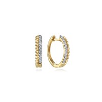 Gabriel & Co. 14kt Yellow Gold And Diamond "Bujukan" Petite Hoop Earrings