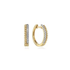 Gabriel & Co. 14kt Yellow Gold And Diamond "Bujukan" Petite Hoop Earrings