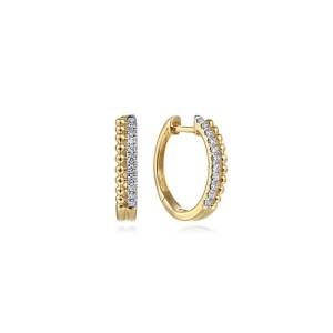 Gabriel & Co. 14kt Yellow Gold And Diamond "Bujukan" Petite Hoop Earrings