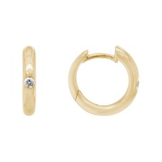 14kt Yellow Gold Diamond-accented Petite Hoop Earrings