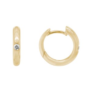 14kt Yellow Gold Diamond-accented Petite Hoop Earrings