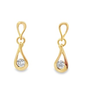 Forever Storm 14kt Yellow Gold Diamond Open Drop Dangle Earrings