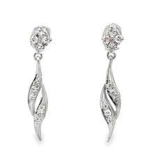Estate 14kt White Gold Diamond Dangle Earrings