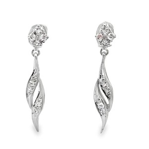 Estate 14kt White Gold Diamond Dangle Earrings