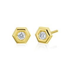 Gumuchian 18kt Yellow Gold And Diamond "Mini B" Earrings