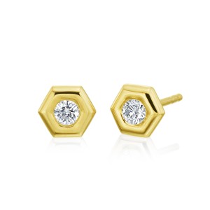Gumuchian 18kt Yellow Gold And Diamond "Mini B" Earrings
