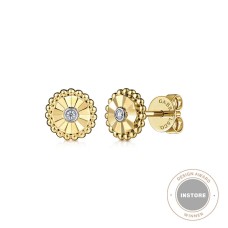Gabriel & Co. 14kt Yellow Gold Petite Diamond-accented Mirrored Stud Earrings