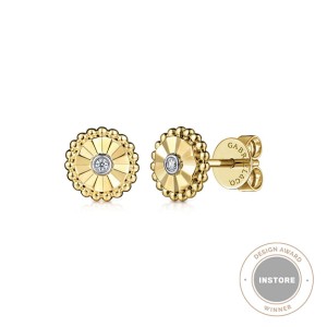 Gabriel & Co. 14kt Yellow Gold Petite Diamond-accented Mirrored Stud Earrings