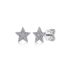 Gabriel & Co. 14kt White Gold Diamond Petite Star Earrings