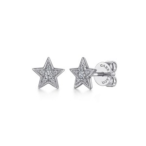 Gabriel & Co. 14kt White Gold Diamond Petite Star Earrings