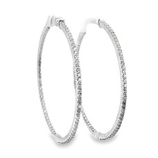 14kt White Gold Diamond 48mm Hoop Earrings