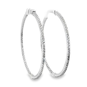 14kt White Gold Diamond 48mm Hoop Earrings