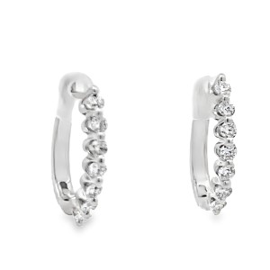 Estate 14kt White Gold Diamond Hoop Earrings