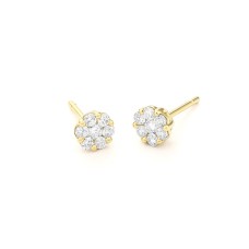 Facet Barcelona 14kt Yellow Gold Petite Diamond Cluster Stud Earrings