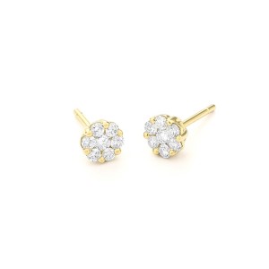 Facet Barcelona 14kt Yellow Gold Petite Diamond Cluster Stud Earrings