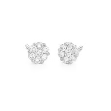Facet Barcelona 14kt White Gold Diamond Cluster Stud Earrings